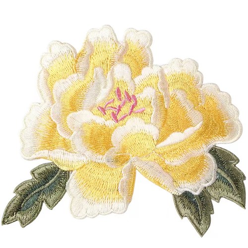 精致牡丹花刺绣布贴衣服鞋帽扇子包包装饰背胶熨烫补丁破洞修复贴 - 图3