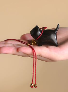 进口木质小摆件黑檀木绿檀木雕刻汽车挂件手把件创意家居饰品卡通