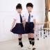 Đồng phục học sinh tiểu học phục vụ mùa hè mẫu giáo phục vụ lớp mùa hè cotton ngắn tay phù hợp với đồng phục tốt nghiệp phong cách Anh - Đồng phục trường học / tùy chỉnh thực hiện đồ bộ trẻ em Đồng phục trường học / tùy chỉnh thực hiện