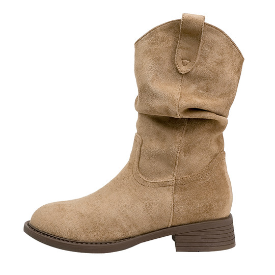 Genuine leather ~ Maillard inner heightening short boots for women autumn 2025 new retro Martin boots Western cowboy boots pile boots