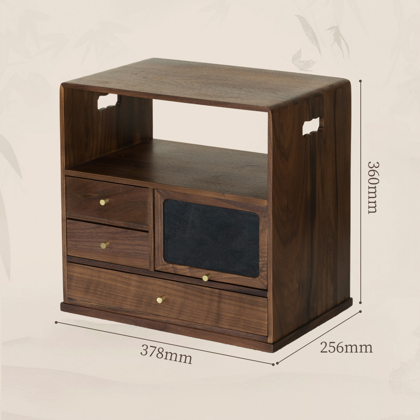 Zhenmuqiyu black walnut tea set display storage cabinet