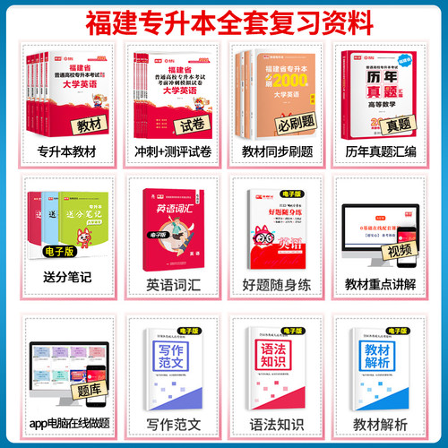 库课备考2026年福建专升本英语语文高等数学信息技术基础政治教材历年真题试卷必刷题理工12管理经管文史类教育类医学类复习资料书 - 图1