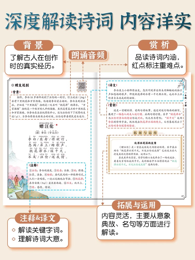 斗半匠小学生必背古诗词75十80首语文人教版注音版带拼音注释文言文古诗文一年级二三四五六年级129首唐诗300首169首小古文100篇 - 图2