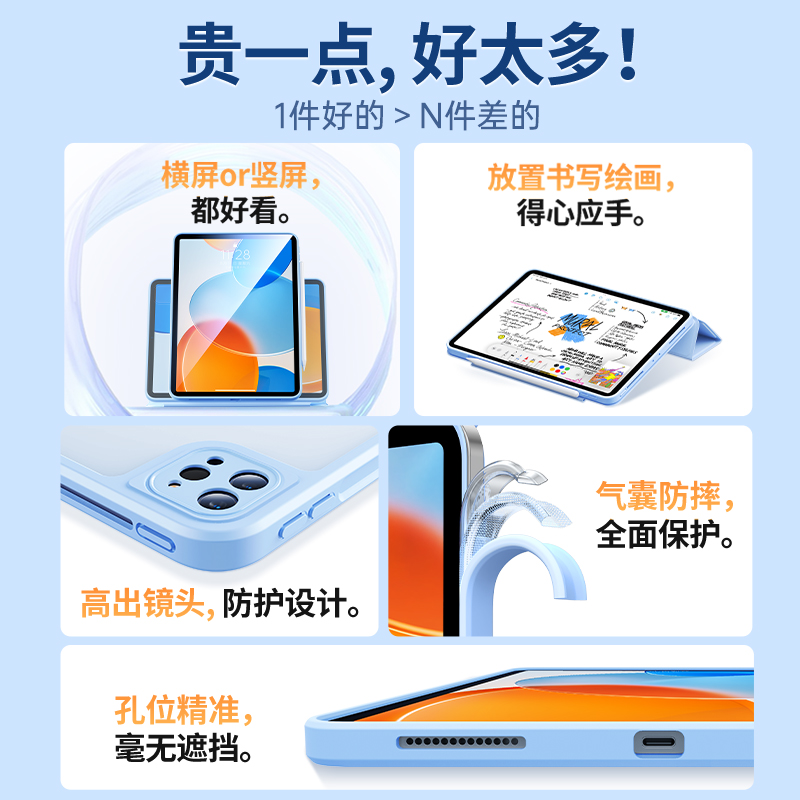 酷盟2024新款720°旋转air6保护套5平板ipadpro保护壳11寸mini6苹果4防弯摔2021适用10带笔槽磁吸拆分第9十代 - 图3