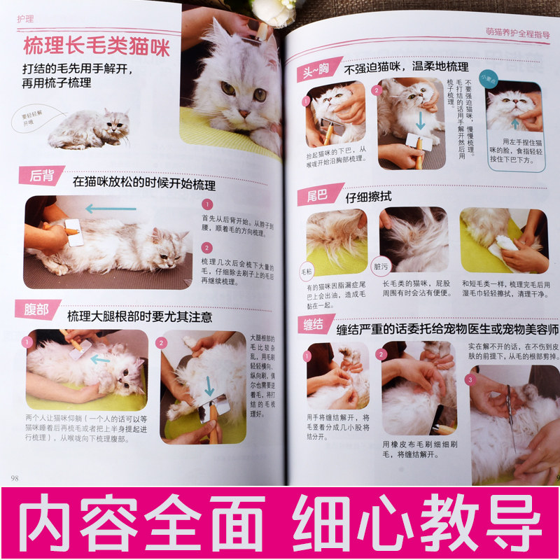 【正版包邮】萌猫养护全程指导（全彩图解版）//宠物饲养手册新手养猫入门书籍猫咪养护百科-图1