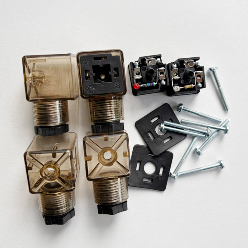 液压电磁阀插头茶色DC24V带灯插头AC220V电磁铁接线盒通用型带灯,淘宝优惠券,粉丝福利购,淘宝优惠卷