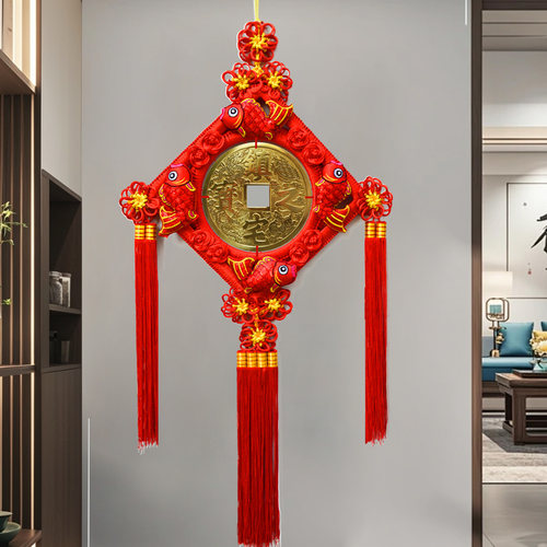 大号铜钱招财进宝中国结挂件客厅家居旺宅乔迁玄关门新年装饰礼品 - 图2
