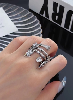 甜酷风滴釉风车三层个性高级感锆石戒指女时尚个性食指戒指环潮