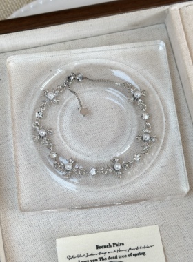 十字架珍珠珍珠锆石拼接抽拉式项链手链冷淡甜酷风少女锁骨链手饰