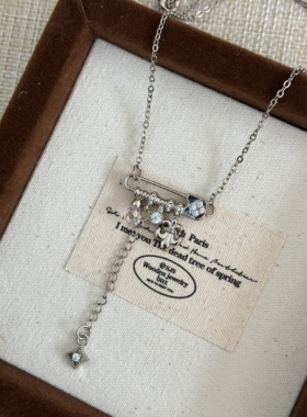 鸢尾花十字架星芒流苏别针吊坠项链女时尚轻奢精致个性百搭锁骨链