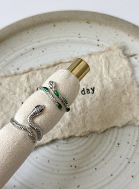 超仙甜酷风小灵蛇缠绕戒指女小众设计感高级轻奢食指戒开口可调节