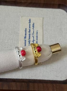 法式复古浪漫拉丝花朵珍珠戒指女轻奢高级感气质百搭开口食指戒