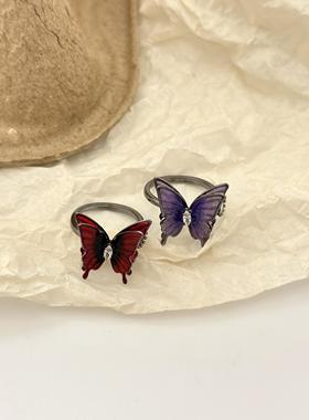 新品清新甜美渐变双层蝴蝶戒指