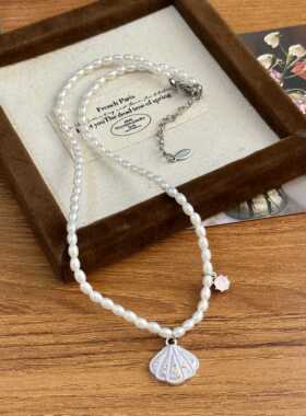 珍珠吊坠锁骨链超仙甜美气质