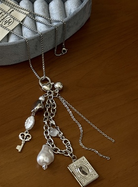 y2k甜酷钥匙爱心小马流苏多元素项链女小众个性可拆卸毛衣链挂饰