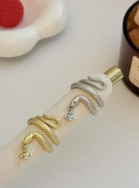 灵蛇缠绕土星吊坠叠戴戒指女小众设计高级感时尚轻奢食指戒指环