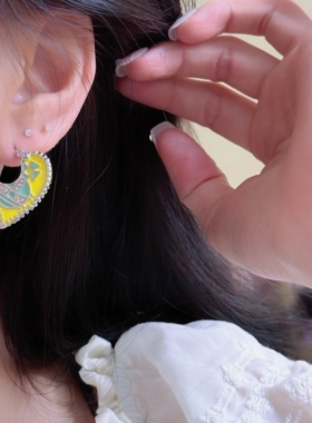 彩色滴釉爱心齿轮土星吊坠项链耳扣女小众甜酷辣妹气质耳饰锁骨链