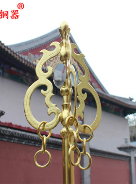 宇卓铜器纯铜禅杖黄铜三股贴金