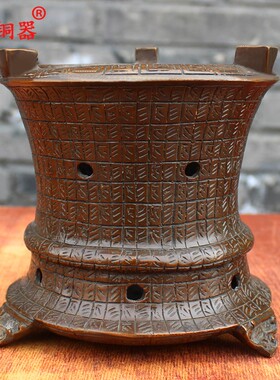 宇卓铜器纯铜复古炉茶炉家用室内兽耳炭炉香炉围炉煮茶工艺品摆件