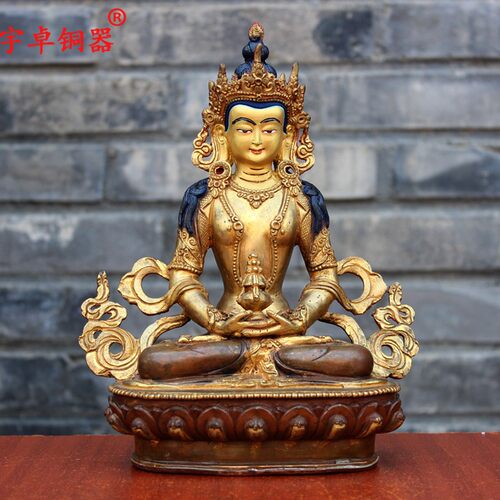 宇卓铜器 纯铜 佛像 黄铜长寿佛 工艺品桌面摆件 - 图2