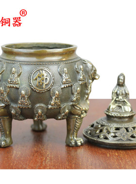 观音香炉摆件黄铜工艺品