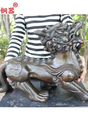 黄铜铜貔貅皮丘双角摆件工艺品