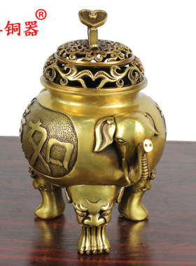 摆件双耳香炉黄铜工艺品