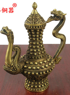 宇卓铜器铜酒壶大龙工艺品摆件