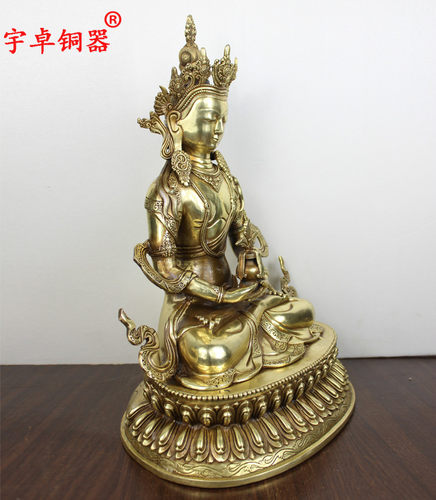 宇卓铜器 纯铜 佛像 黄铜长寿佛 工艺品桌面摆件 - 图0