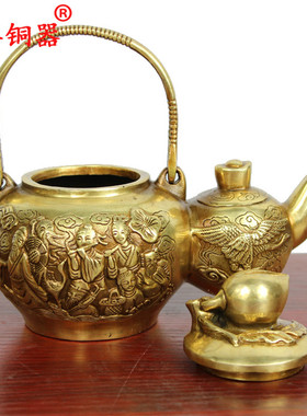 宇卓铜器纯铜壶黄铜壶八仙子子母壶工艺品摆件