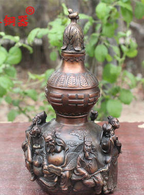 立体八仙黄铜葫芦摆件