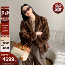 Cuff Mink Imported Velvet Water Mink Leather Grass Female Whole Mink Short And Coat Mink Fur Coat Retro Youthful