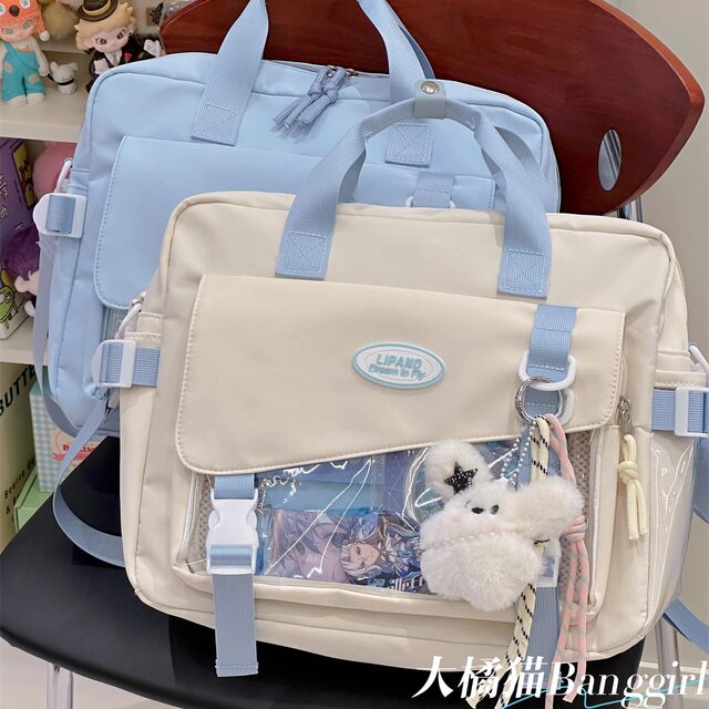 Large capacity college style crossbody bag Japanese 2D girl pain bag casual versatile student class shoulder bag women