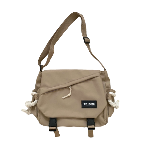 日系ins原宿工装机能通勤大容量邮差包男大学生上课单肩斜挎包女 - 图3