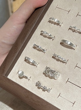 S925纯银蕾丝拉丝素圈戒指女不掉色小众高级感轻奢百搭开口手饰新