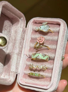 彩色珐琅蝴蝶戒指女开口可调节小众设计高级感独特指环新品手饰潮