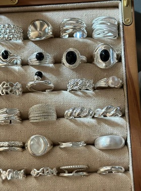 小众复古重工S925纯银素圈戒指女不掉色轻奢高级感食指戒开口指环