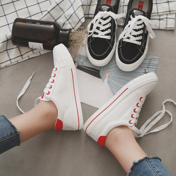 Renben canvas shoes for women 2023 spring sneakers for women couples new cloth shoes for students Korean style street shooting shoes white shoes for women