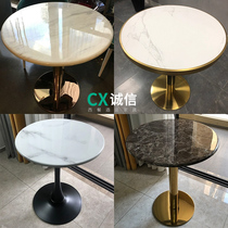 Customize the burger Milk Tea Shop Desk Coffee Hall Rockboard Table Dessert Snack Fast Food Drinking Shop Marble Small Round Table