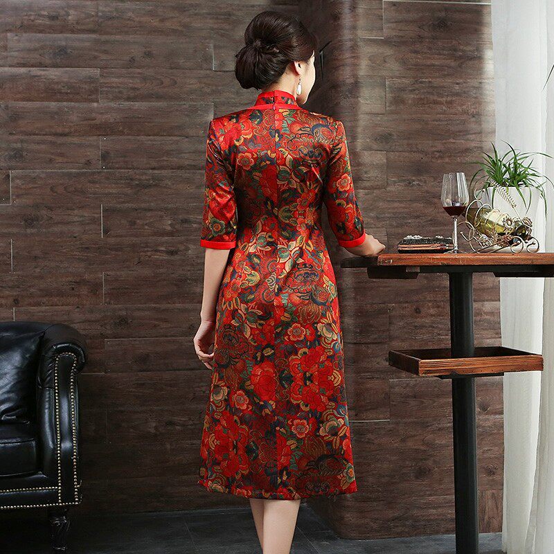 婚礼喜婆婆妈妈改良真丝旗袍晚礼服 玲珑品智旗袍