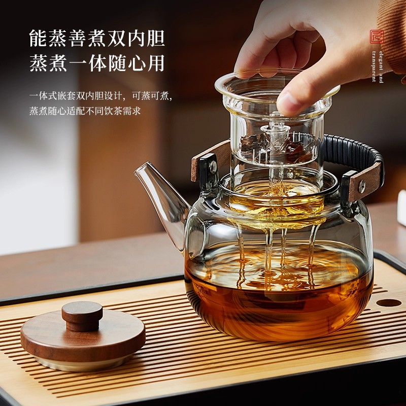 玻璃煮茶壶可明火耐高温蒸煮一体提梁烧水泡茶壶家用2025新款茶具 - 图1