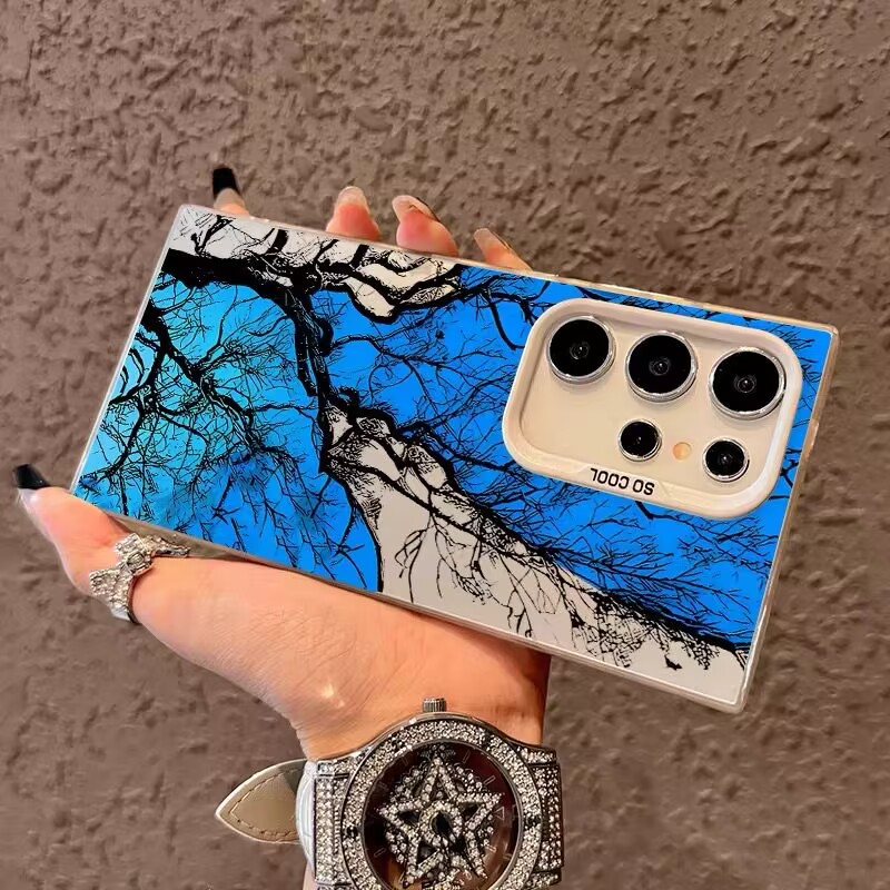 蓝天树枝适用三星s24ultra手机壳S25ULTRA渐变简约ins风s24+全包防摔软s23个性s22新款高级感s20男女s21plus - 图1