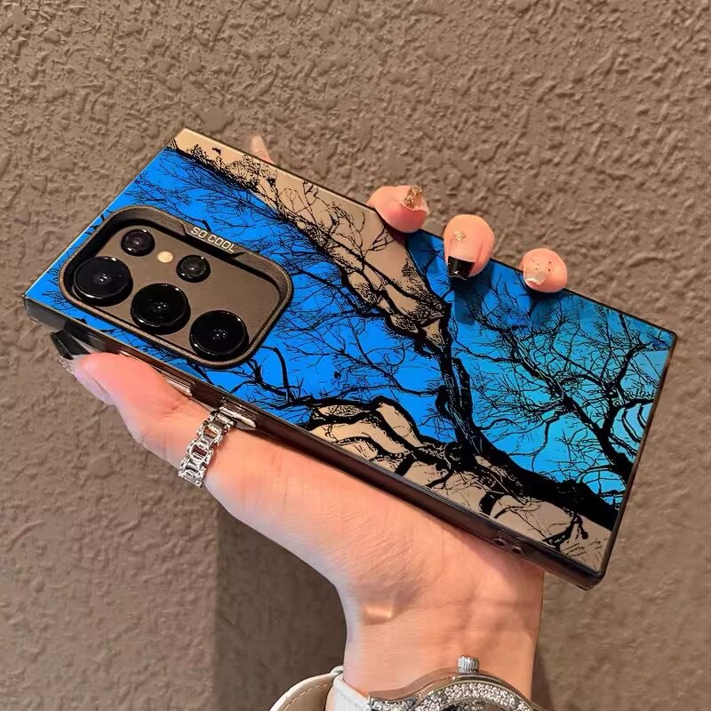 蓝天树枝适用三星s24ultra手机壳S25ULTRA渐变简约ins风s24+全包防摔软s23个性s22新款高级感s20男女s21plus - 图0