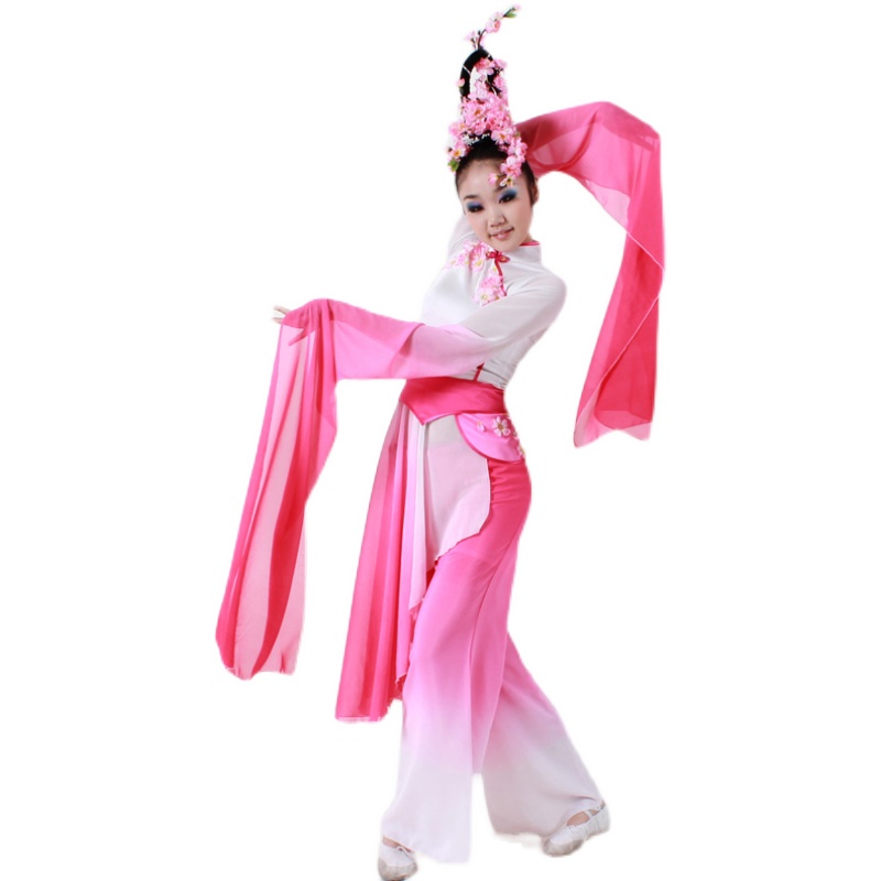 2024年梅花物语舞蹈服装表演出秧歌服开场舞女民族风古典舞玫红裤 - 图3