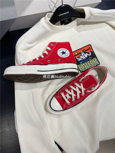 CONVERSE匡威1970s复古大红色高低帮男女帆布鞋A10274C A10276C - 图0