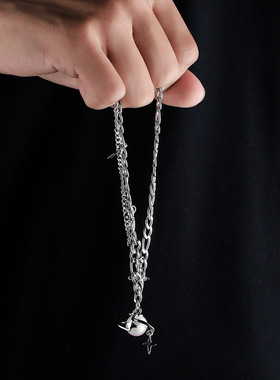 珍珠星球项链男钛钢不掉色高级小众设计时尚颈链女星芒锁骨链配饰