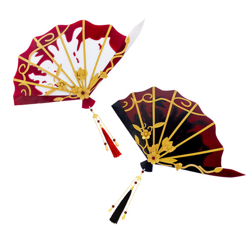 竹苑 红蝶白无垢仙鹤般若相美人相花嫁十三娘罗生门cos血扇子道具 - 图2