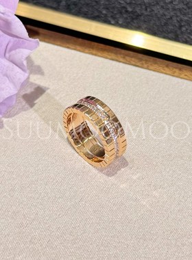 铜合金合成锆石戒指 法式时尚双层冰块戒指