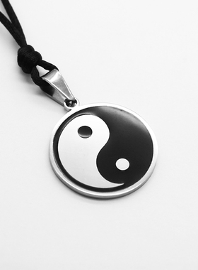 复古八卦钛钢项链学生挂饰吊坠