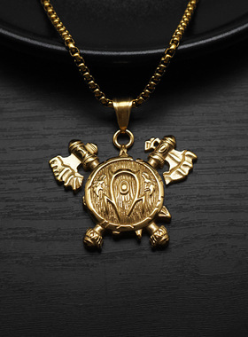 北欧维京海盗战斧盾牌吊坠项链钢